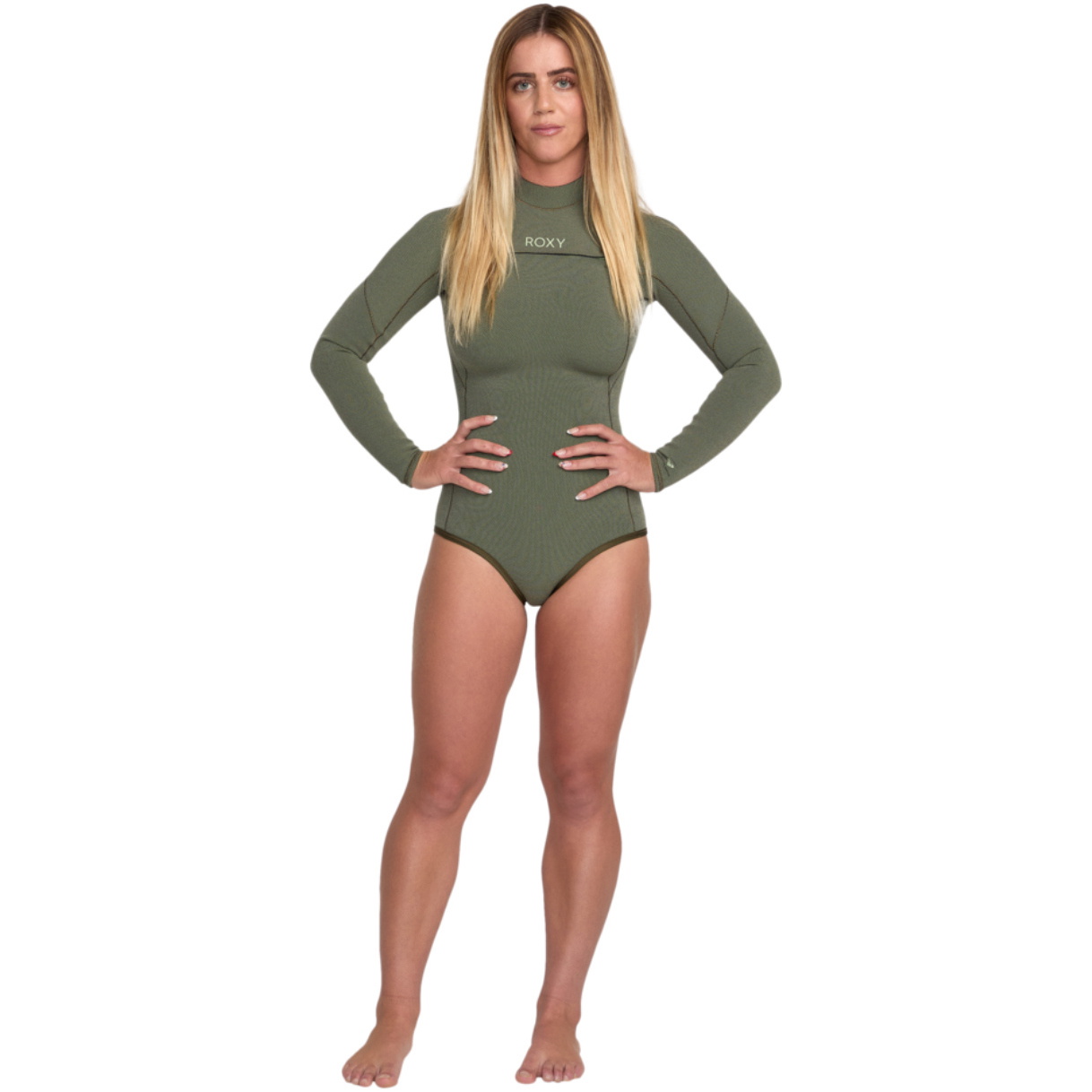 2025 Roxy Da Donna Elite Xtra Stretch 1.5mm Chest Zip Manica Lunga Muta Primaverile Muta 26BW243500 - Sage